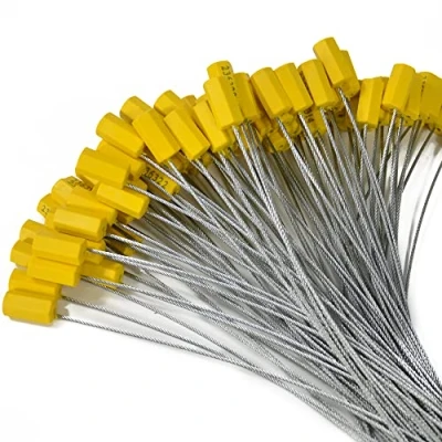 Afbeelding van 100 stuks genummerde veiligheidskabelafdichtingen Sabotage Duidelijke Staaldraad Seal Tags Pull Tite Metalen Draad Seals Zelfborgende Verzendlabels (Geel)