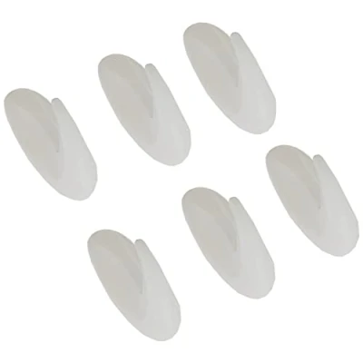 Afbeelding van Command zelfklevende haken, maat M, wit, verpakking met 6 haken en 9 middelgrote plakstrips, voor muur, deurhaken, organiseren zonder boren, houdt 1,3 kg