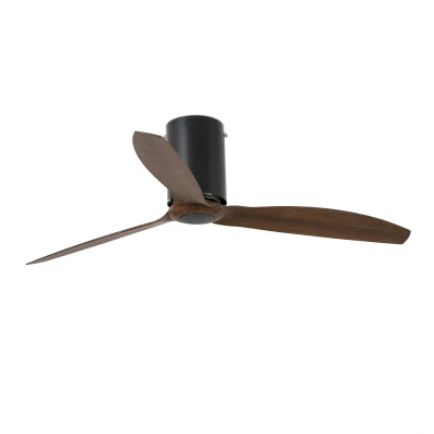 Afbeelding van Faro Lighting Mini Medium plafondventilator hout, mat zwart optionele LED lamp wordt apart verkocht