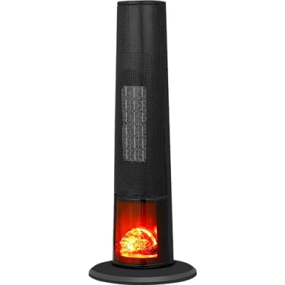Afbeelding van ARDES ATMO AR4P22FP ventilatorkachel, keramische toren met vlameffect, led timer, 12 uur en afstandsbediening, zwaaien, brandstam