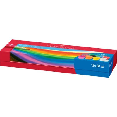 Afbeelding van Faber Castell verf Tempera Gouache 12 kleuren potjes 20ml FC 121050