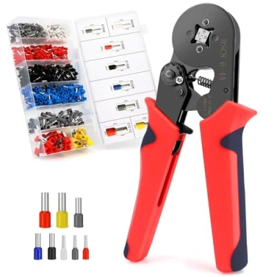 Afbeelding van VFANDV set adereindhulzen, gereedschapsset, 1200 stuks zelfinstellende krimptang, kabelschoenen voor 0,25 10 mm² (AWG 23 7)