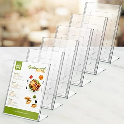 Afbeelding van Kurtzy A6 6 Pak Helder Plastic Houder Transparant Gehelde Portret Display Houders Tafeltop Restaurant Menu, Kantoor Kaarten, Advertentie Poster, Flyer, Papier &amp; Foto Lijst