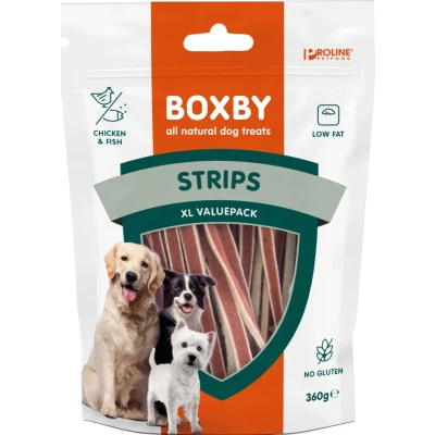 Afbeelding van Boxby Strips Hondensnacks Vis Kip 360 g Valuepack