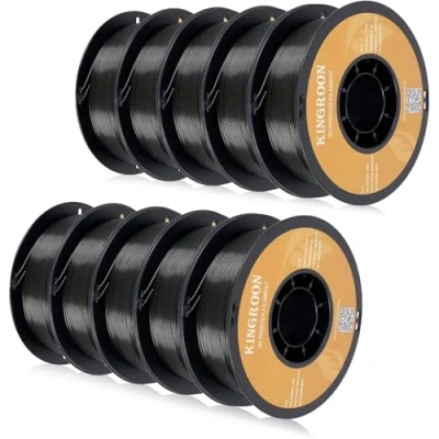 Afbeelding van Kingroon PLA 3D printerfilament, printerfilament10 rollen zwart PLA, 1,75 mm filament, dimensionale nauwkeurigheid +/ 0,03 mm, spoel van 10 kg,