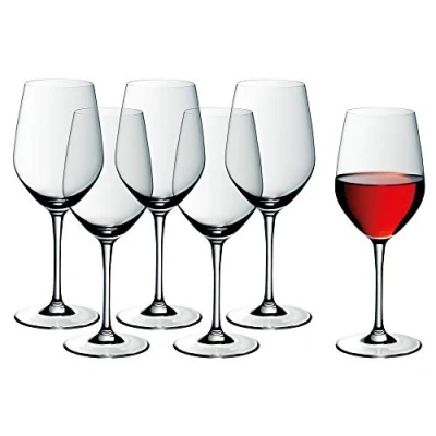 Afbeelding van WMF Easy Plus rode wijnglazen, 6 delig, 450 ml, kristalglas, vaatwasmachinebestendig, transparant
