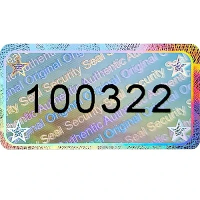 Afbeelding van 90 stuks 3D hologram zegel met serienummer 30 x 16 mm zilver glanzend veiligheidszegel, kwaliteitszegel, veiligheidsetiketten, zelfklevend etiket