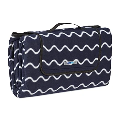 Afbeelding van Relaxdays Picknickkleed fleece met golvend patroon 200x200 cm picknickdeken xxl