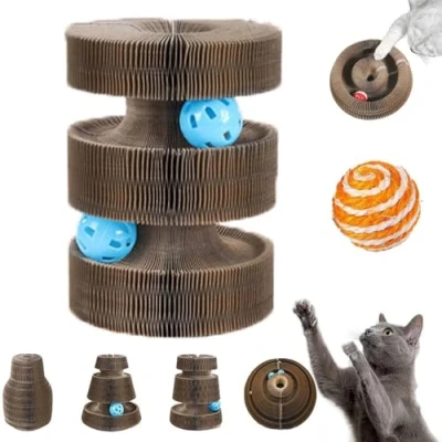 Afbeelding van Kitten Curl, Curl Toy, Kurls Cat Interactive Scratch Pad Toy with Bell Ball for Indoor Cat, Magic Organ Scratcher Board (B)