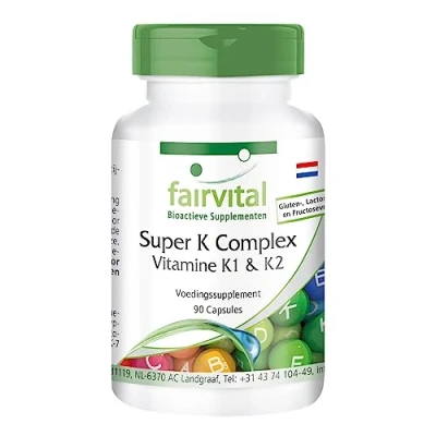 Afbeelding van Fairvital Super K complex capsules vitamines HOOG GEDOSEERD VEGAN 90 vitamine K1 (fytomenadion) en K2 (menaquinon MK 7)