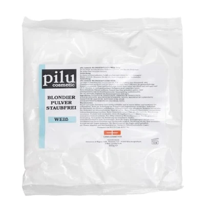 Afbeelding van pilu cosmetic Blondeerpoeder, 500 g, zak, wit, stofvrij, zachte blondering, lichter maken tot 7 nuances, ultrasterk, blauw bleekpoeder, anti gele tint (wit)