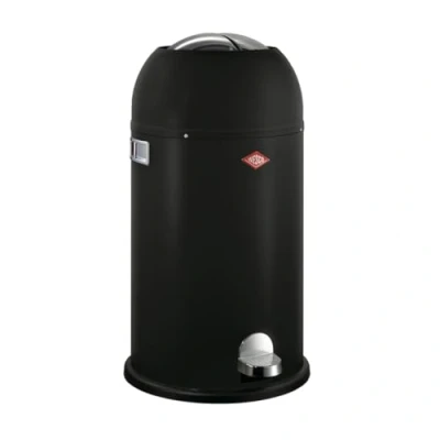 Afbeelding van Wesco Kickmaster Afvalbak in de kleur matzwart, gepoedercoat plaatstaal, ingebouwde demper, 33 liter volume, grote inworp