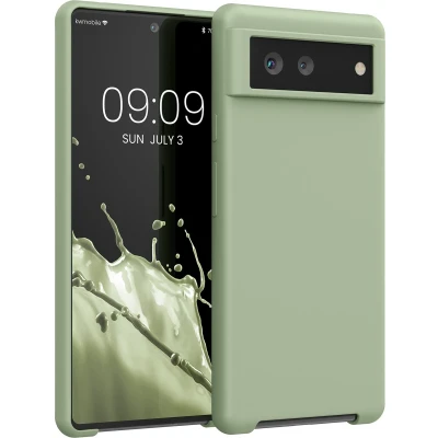 Afbeelding van kwmobile telefoonhoesje geschikt voor Google Pixel 6 Hoesje met siliconen coating Smartphone case in grijsgroen