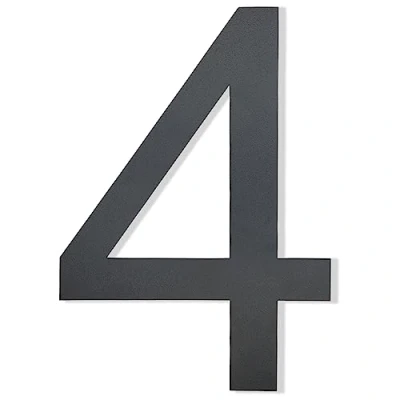 Afbeelding van Hopelit Huisnummer, huisnummer antraciet RAL 7016 antracietgrijs fijne structuur gepoedercoat, roestvrij staal, huisnummers hoogte 20 cm lettertype Arial cijfer 4