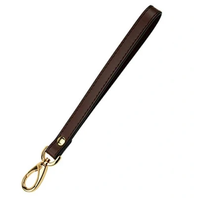 Afbeelding van Allzedream Polsband Lederen Vervanging Clutch Purse Key Wrist Lanyard, Bruin, Goud, Medium