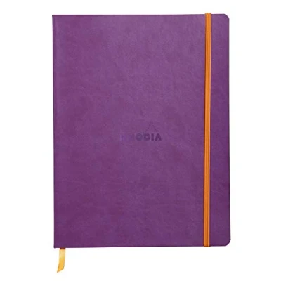 Afbeelding van Rhodia 117560C Rhodiarama Notitieboek met zachte envelop, dot rooster, 80 vellen, 90 g ivoorkleurig papier, 190 x 250 mm, bladwijzers, binnenzak, 1 stuk, violet