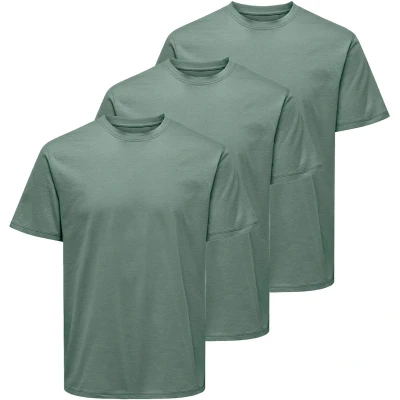 Afbeelding van Only &amp; Sons 3 PACK Tshirt basic, Heren, Maat: Large, Iceberg green