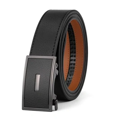 Afbeelding van VRLEGEND Herenriem, leren riem voor heren, automatische ratel, gesp 35 mm, met geschenkdoos, Zwart 231217, 110CM Regolabile