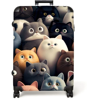 Afbeelding van NoBoringSuitcases.com® Koffer groot Reiskoffer lichtgewicht Kat Dieren Poes Patroon Jongen Meisje Rolkoffer met 4 wielen Grote trolley XL 98 liter bagage