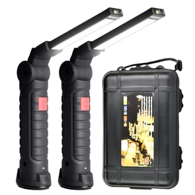 Afbeelding van Led handlamp, 2 stuks, werklamp, USB, oplaadbaar, inspectielamp met geschenkdoos, werkplaatslamp, inspectielamp, voor garage, wandelen, noodgevallen