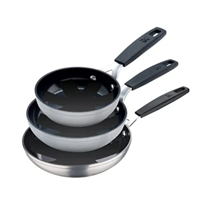 Afbeelding van MasterPro Smart pannenset, 3 stuks, 16, 20 en 24 cm, set met beschermers, gesmeed aluminium, anti aanbaklaag, ergonomische handgrepen &quot;Soft Touch&quot;, geen PFOA No Lead CADMIO