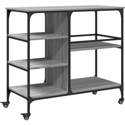 Afbeelding van vidaXL Keukentrolley 100x45x89,5 cm bewerkt hout grijs sonoma eiken