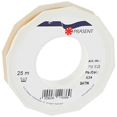 Afbeelding van PRÄSENT C.E. Pattberg satijnen goud, 25 m lint voor het inpakken van geschenken, 15 mm breed, cadeaulint decoreren en knutselen, decoratielint, gelegenheid