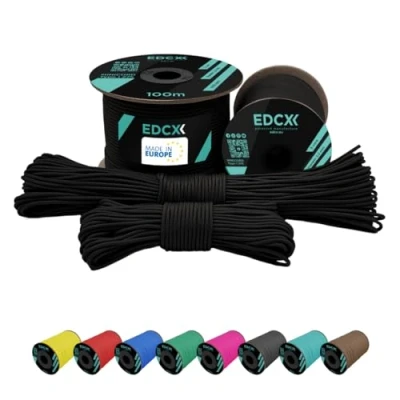 Afbeelding van EdcX 2 mm Nylon Paracord 275 (50 en 100 m) 100% touw, 3 Strengs koord, koord in vele kleuren (Black,