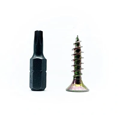 Afbeelding van DOJA Barcelona Houtvertragende Schroeven met Torx bits 100 Houtschroeven 4x20mm + 1 T20 Bit Verzonken kop Gegalvaniseerd staal Set Tip
