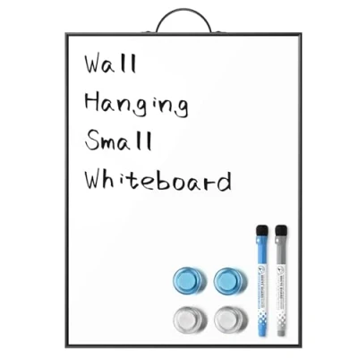 Afbeelding van ANLIOTE Klein hangend whiteboard voor muur, 40 x 30 cm draagbaar droog uitwisbord A3 magnetisch oppervlak met handvat, aluminium zwart frame mini notitiebord thuis, keuken, kantoor, school, 2