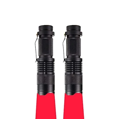 Afbeelding van 2 Pack Rood Licht Zaklamp, WESLITE Mini Rode Zaklamp Zoomable Signaalfakkels Waterdicht met Clip 3 Modes LED Zaklampen voor Sterrenkijken Nachtzicht Astronomie Camping