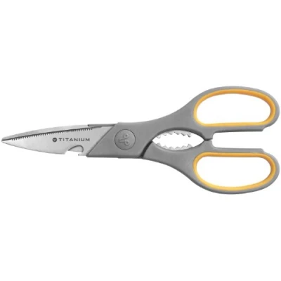Afbeelding van Westcott E 30486 00 Titanium Super Softgrip multifunctionele schaar, keukenschaar, 21 cm, grijs geel