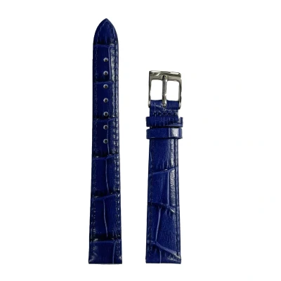 Afbeelding van Horlogeband 14mm Blauw Echt leer in croco print Roestvrijstalen gesp