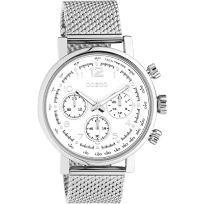 Afbeelding van OOZOO C10900 Horloge Timepieces staal zilverkleurig wit 42 mm