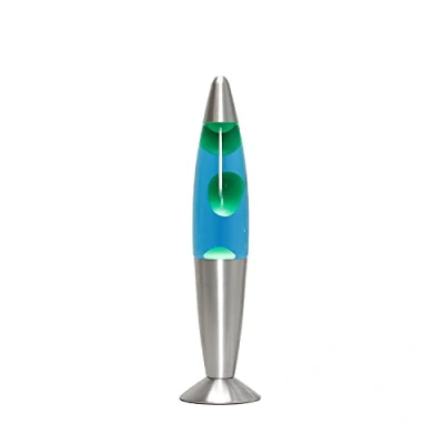 Afbeelding van Lavalamp met schakelaar TIMMY groen blauw metaal glas H: 36 cm G9 25W incl. lamp tafellamp slaapkamer