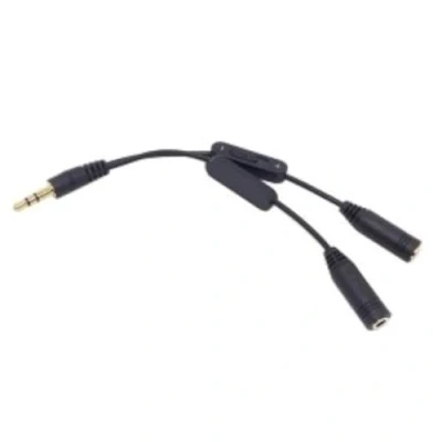Afbeelding van Cablecc Zwarte 3.5mm Stereo Mannelijke naar Dubbele Vrouwelijke Audio Hoofdtelefoon Y Splitter Kabel met Volume Schakelaar