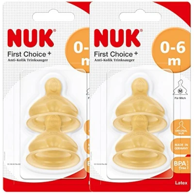 Afbeelding van NUK Flesspeen Latex Gr. 1 M, First Choice, 0 6 maanden, 2 stuks