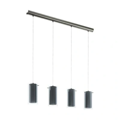 Afbeelding van Leen Bakker EGLO Hanglamp Pinto Textil 4lichts Hanglampen Zwart Glas