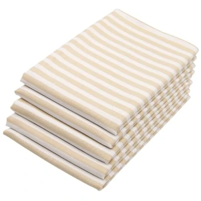 Afbeelding van ZOLLNER set van 5 gestreepte theedoeken, 50x70 cm, ecru wit gestreept