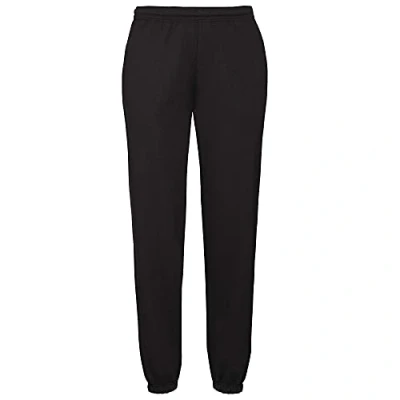 Afbeelding van Fruit Of The Loom Heren Elastische Manchet Trainingsbroek / Joggingbroek (Zwart) Maat M