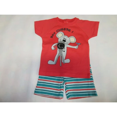 Afbeelding van Wiplala Jen &amp; James Zomer pyjama Jongen Rood/ groen Muis 6 jaar 116