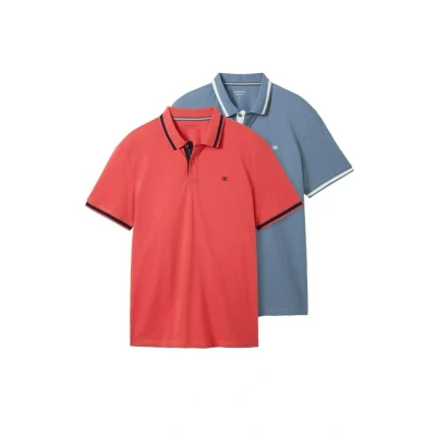 Afbeelding van TOM Tailor 2 PACK Poloshirt, Heren, Maat: XXL, Soft berry red
