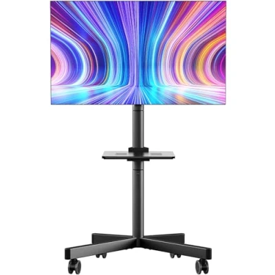 Afbeelding van ONKRON tv standaard voor de vloer, 23 60 inch (23 inch), met wielen, gewicht tot 40 kg, max. VESA 400 x / draagbaar scherm in hoogte verstelbaar, TS1137 B, zwart