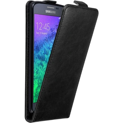 Afbeelding van Cadorabo Hoesje geschikt voor Samsung Galaxy ALPHA in ZWARTE NACHT Beschermhoes Flip Case Cover magnetische sluiting