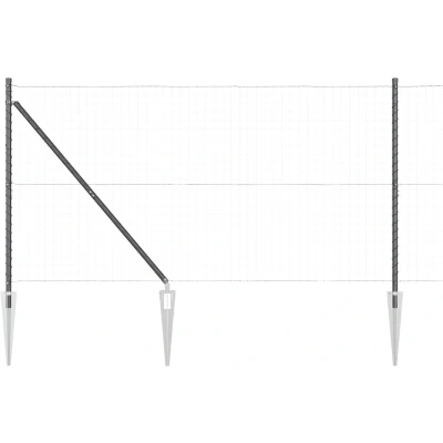 Afbeelding van vidaXL Hekpalen met Spie 7 stuks Ø32 mm 140 cm Gegalvaniseerd Staal