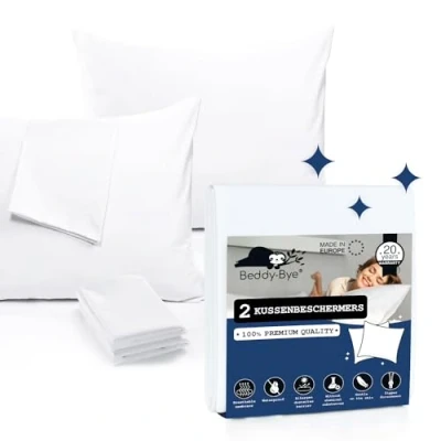 Afbeelding van Beddy Bye® Kussenbeschermer, 60 x cm, waterdicht, met ritssluiting, ademend, hypoallergeen, Oeko Tex gecertificeerd, overtrek gemaakt in de EU