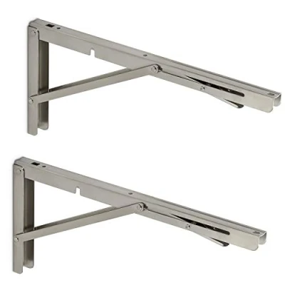 Afbeelding van 1 paar SOTECH klapconsoles, RVS massief, 400 x 175 mm. Draagvermogen: 150 kg voor zware lasten