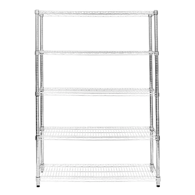Afbeelding van Kukoo 45cm x 150cm 180cm Robuuste Draadrek Metalen Opbergunit Verstelbare Hoogte Planken &amp; Nivellerende Voeten Keuken Kantoor Garage Zilver Chroom 1000kg Gewichtscapaciteit
