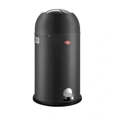 Afbeelding van Wesco Kickmaster Afvalbak in de kleur grafiet mat, gepoedercoat plaatstaal, ingebouwde demper, 33 liter volume, grote inworp