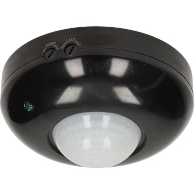 Afbeelding van PIR bewegingssensor binnen voor lamp Bewegingsmelder plafond Motion sensor 360 Doorgangsmelder 2000 Lux Zwart